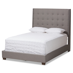 Baxton Studio Georgette Modern and Contemporary Light Grey Fabric Upholstered Queen Size Bed